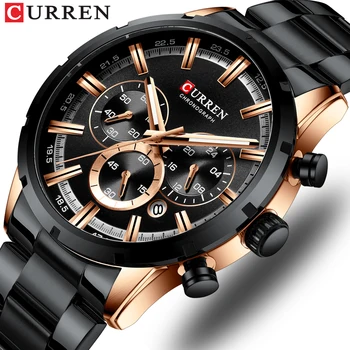 

CURREN Luxury Brand Sporty Watch Mens Quartz Chronograph Wristwatches with Luminous hands 8355 Fashion Stainless Steel Clock