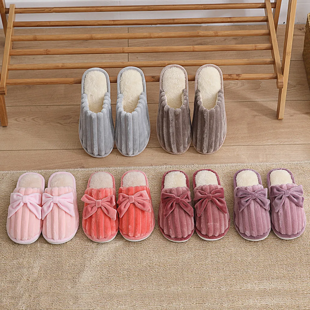 Velvet Plus Home Slippers With Cute Bow Shoes Family Indoor Floor Shoes Silent Sweat Slippers For Winter Women Sandals Slippers
Velvet Plus Home Slippers With Cute Bow Shoes Family Indoor Floor Shoes Silent Sweat Slippers For Winter Women Sandals Slippers