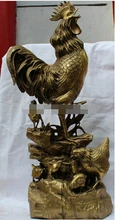 --- 331 + + + 23 chinês zodíaco ano puro bronze família galo biddy galinha pintainho estátua(China)