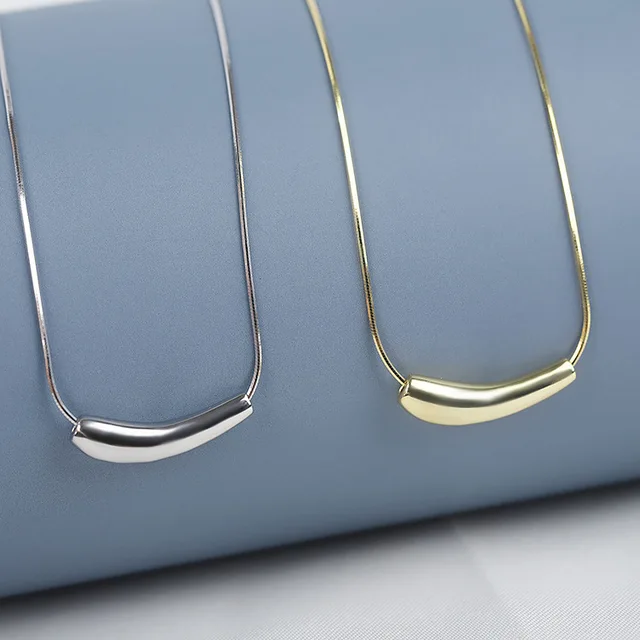 LByzHan – petit pendentif en forme d'aubergine, collier tubulaire en métal doré et argenté, chaîne de clavicule, bijoux pour femmes, nouvelle collection 2021 2