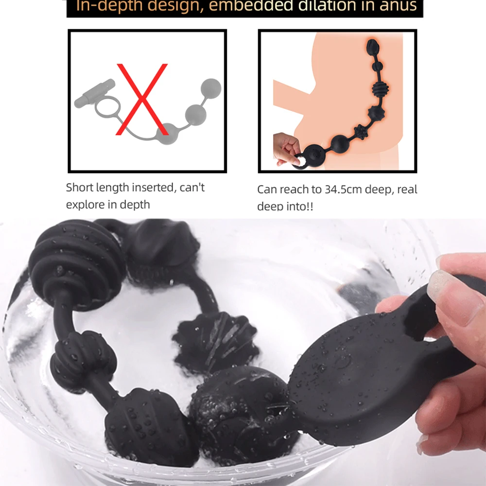 3 Motors Powerful Dildo Vibrators Anal Beads Silicone Prostate Massager Super Long Butt Plug Soft Deep Vibration Exercise Plug (6)