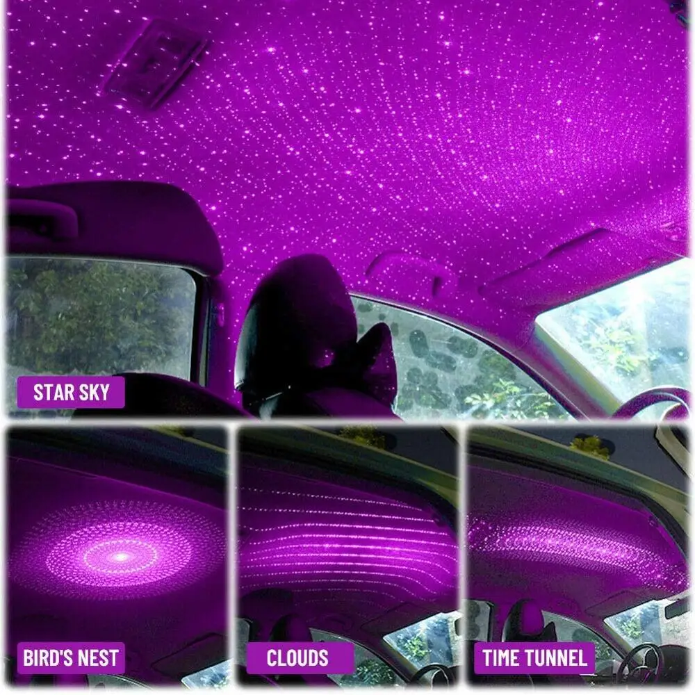 MINI 3 In 1 Car Roof Star Sky Lamp 4 Patterns Laser Projector Light USB Plug DJ Disco Stage Lighting Effect Atmosphere Lights