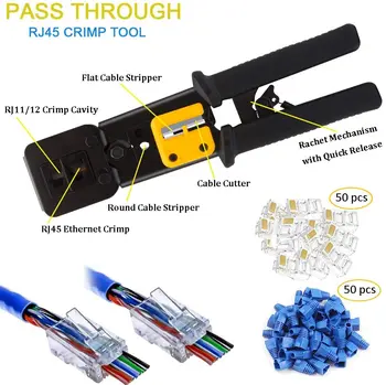 Cable Tester RJ45 Crimp Tool kit CAT5 Cat5e Crimping Tool Crimp Crimper with 100PCS RJ45 CAT5 CAT5e Connectors, Network Wire Str
Cable Tester RJ45 Crimp Tool kit CAT5 Cat5e Crimping Tool Crimp Crimper with 100PCS RJ45 CAT5 CAT5e Connectors, Network Wire Str