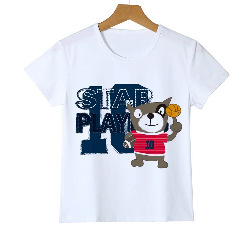 

Fashion Bear Wolf Ball Kid T-Shirt Cartoon Hipster Short Sleeve Boys Girls T Shirt Baby Bear Printed Tee O-Neck Tops Tee