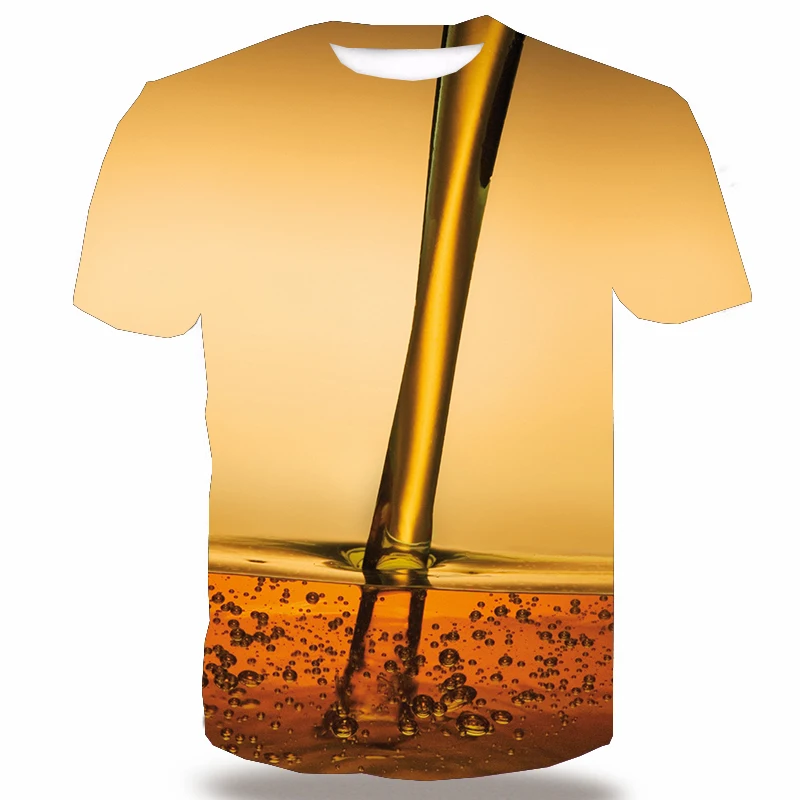 

UNEY Bubble Liquid T-Shirt Short Sleeve Blister Tops Tees 3D Paint Shirt Men/Woman Beer/Wine Bubbles Shirt Tees Summer New Tops