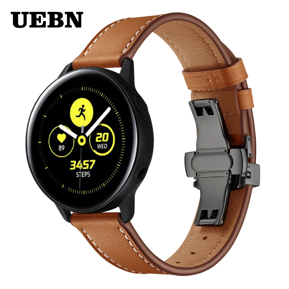 Ремешок UEBN для Samsung Active 2 40 мм 44 SM-R820 R830 R500 R600 R810 42 кожаный с застежкой-бабочкой |