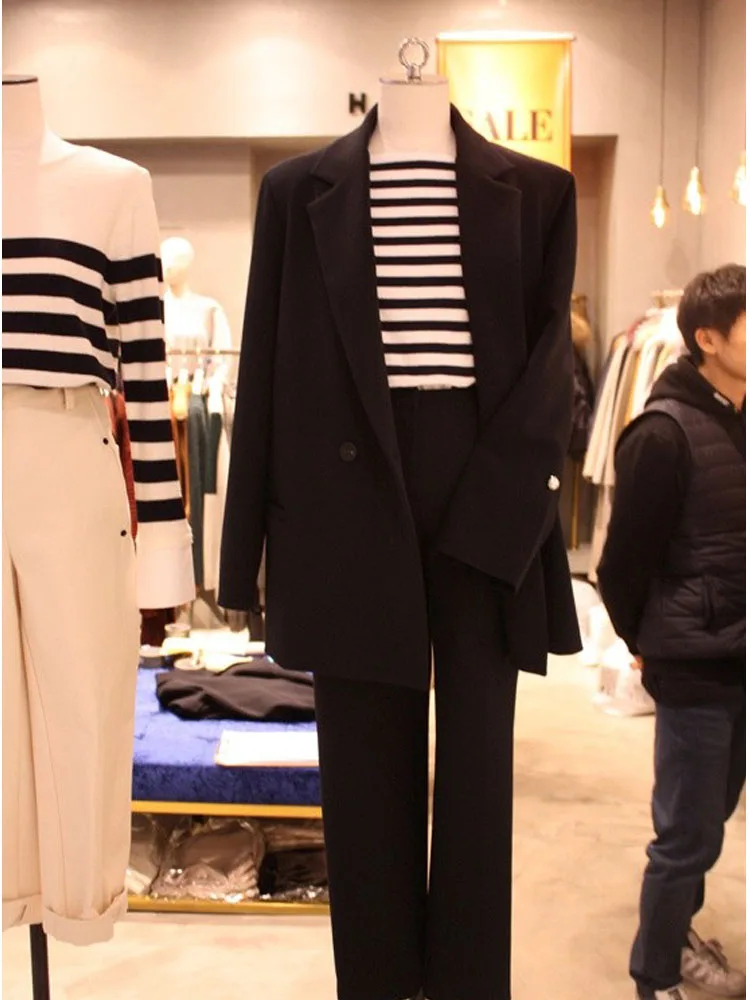 Suit Suit Female 2020 Spring and Autumn New Korean Version of Black Was Thin Professional Suit Nine Points Pants Two-piece Suit Suit Suit Female 2020 Spring and Autumn New Korean Version of Black Was Thin Professional Suit Nine Points Pants Two-piece Suit