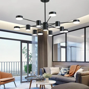 

Modern Black Gold Changeable LED Multi-head Chandelier Art Decor Lighting for Bedroom Dining Living Room Hall Loft Nordic Indoor
