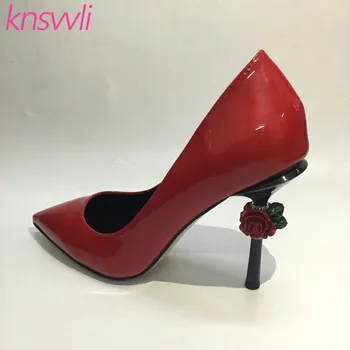 Red Wedding Bride Shoes Woman Rose Flower High Heels Women Pumps Pointed Toe Patent leather Strange Style Heel Sapato Feminina
Red Wedding Bride Shoes Woman Rose Flower High Heels Women Pumps Pointed Toe Patent leather Strange Style Heel Sapato Feminina