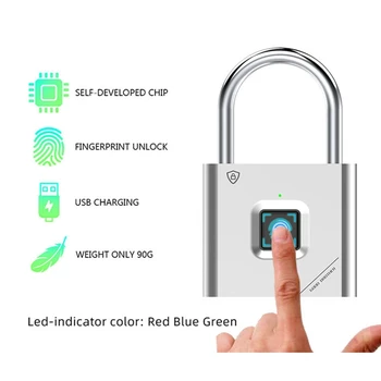 Fingerprint Padlock, Smart Lock Keyless for Locker, Sports, School & Employee Locker, Door, Fence, Hasp and Storage
Fingerprint Padlock, Smart Lock Keyless for Locker, Sports, School & Employee Locker, Door, Fence, Hasp and Storage