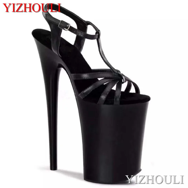 

23 cm high heels, summer women matte black vamp, high heel sexy model pole dancing show 9 inch sandals