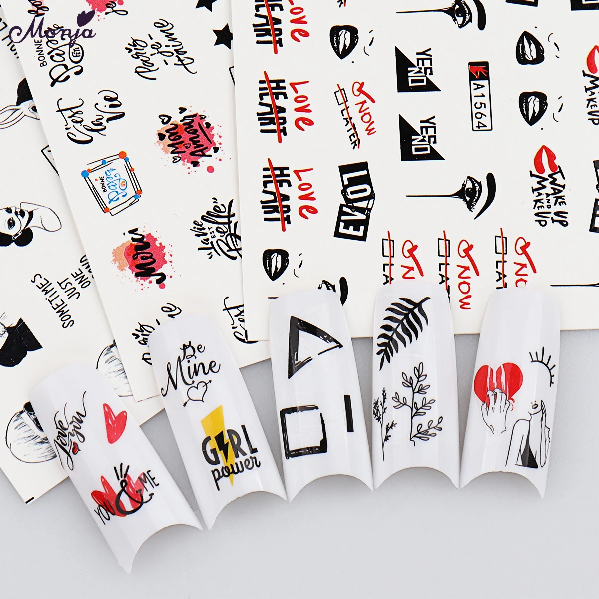 Monja 12Pcs/Set Nail Art Water Transfer Sticker Human Face English Word Abstract Pattern Watermark Nail Slider DIY Manicure Tool
Monja 12Pcs/Set Nail Art Water Transfer Sticker Human Face English Word Abstract Pattern Watermark Nail Slider DIY Manicure Tool