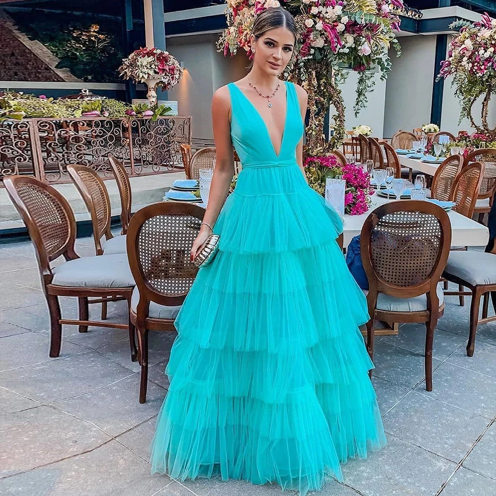 XIANGXI Tulle Prom Dress 2020 A-Line Deep V-Neck Sleeveless Sky Blue Long Evening Dress Formal Gowns Party robe de soiree
XIANGXI Tulle Prom Dress 2020 A-Line Deep V-Neck Sleeveless Sky Blue Long Evening Dress Formal Gowns Party robe de soiree