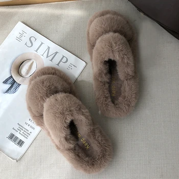 2020 Winter Women House Fuzzy Slippers Fashion Faux Fur Warm Shoes Women Slip on Flats Female Home Slides Black Plush Slippers
2020 Winter Women House Fuzzy Slippers Fashion Faux Fur Warm Shoes Women Slip on Flats Female Home Slides Black Plush Slippers