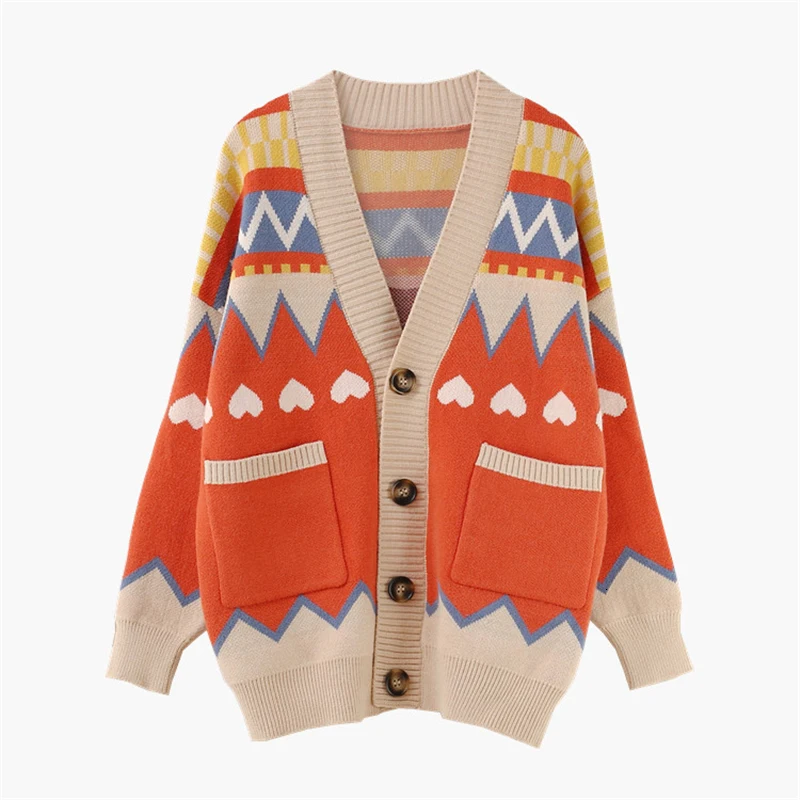 Elegant Colorful Pattern Women Sweaters Autumn Winter 2019 Single-breasted Cardigans Female Loose Open Stitch Knitted Outerwear
Elegant Colorful Pattern Women Sweaters Autumn Winter 2019 Single-breasted Cardigans Female Loose Open Stitch Knitted Outerwear