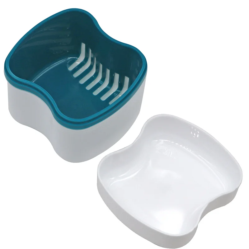 

Denture Storage Box Oral Teeth Care Denture Bath Box Cleaning Teeth With Hanging Net Container Plastic Tray Holder Dental Tool