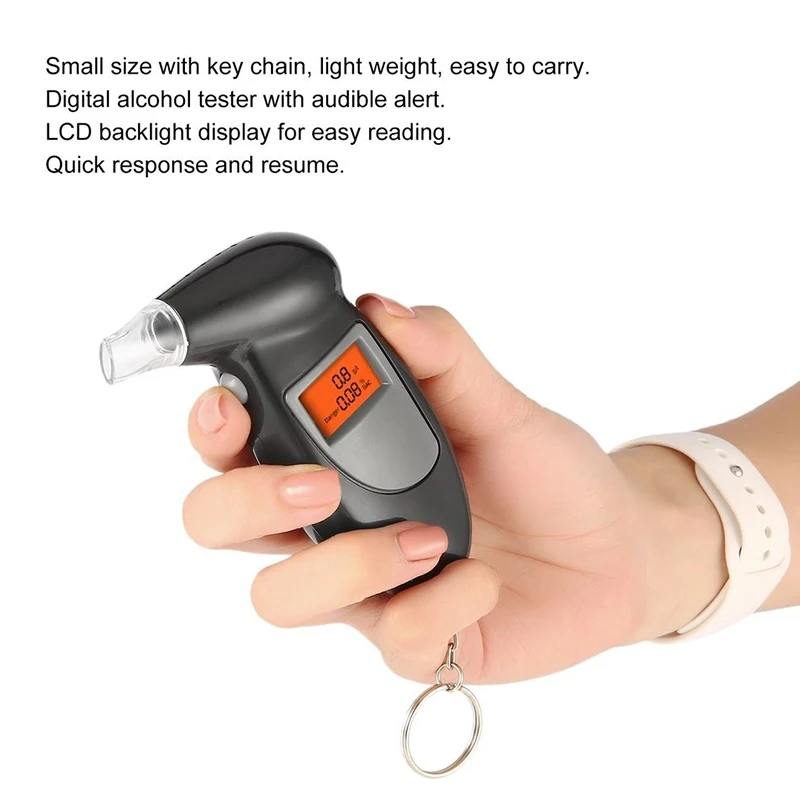 Mini Digital Breath Alcohol Tester LCD Display Breathalyzer with Backlight Function Portable Drinking Alcohol Analyzer
Mini Digital Breath Alcohol Tester LCD Display Breathalyzer with Backlight Function Portable Drinking Alcohol Analyzer