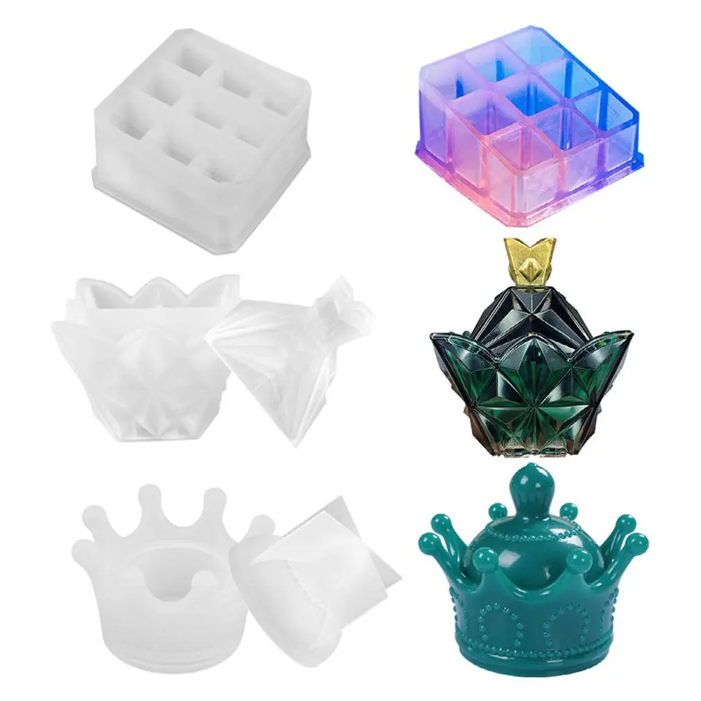 3Pcs Crystal Epoxy Resin Molds Crown Storage Box Casting Silicone Mould DIY Craft Square Grids Pyramid Container Jewelry Making
3Pcs Crystal Epoxy Resin Molds Crown Storage Box Casting Silicone Mould DIY Craft Square Grids Pyramid Container Jewelry Making