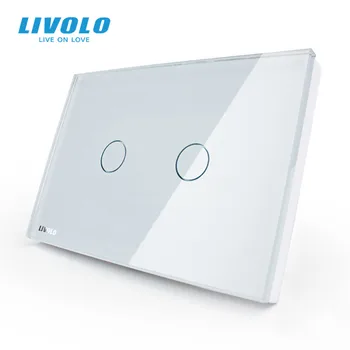 

LIVOLO US standard Wall Touch Light Switch, AC 110~250V, Ivory White Glass Panel, 2-gang 1way, VL-C302-81