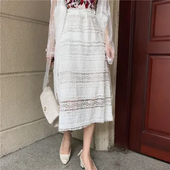 2020 Midi Skirt Summer Hollow Out Women Skirts White Elastic Waist Korean Chic Romantic Bottom School Knee Lenght Female C83
2020 Midi Skirt Summer Hollow Out Women Skirts White Elastic Waist Korean Chic Romantic Bottom School Knee Lenght Female C83