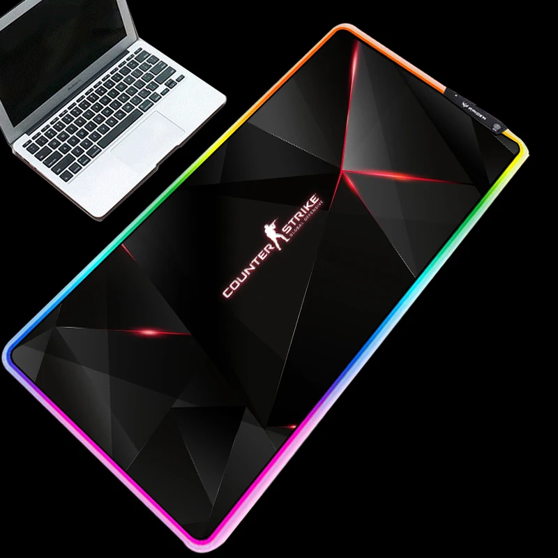 Yuzuoan CSGO коврик для мыши с логотипом LED7-color Освещение USB линией RGB игровой