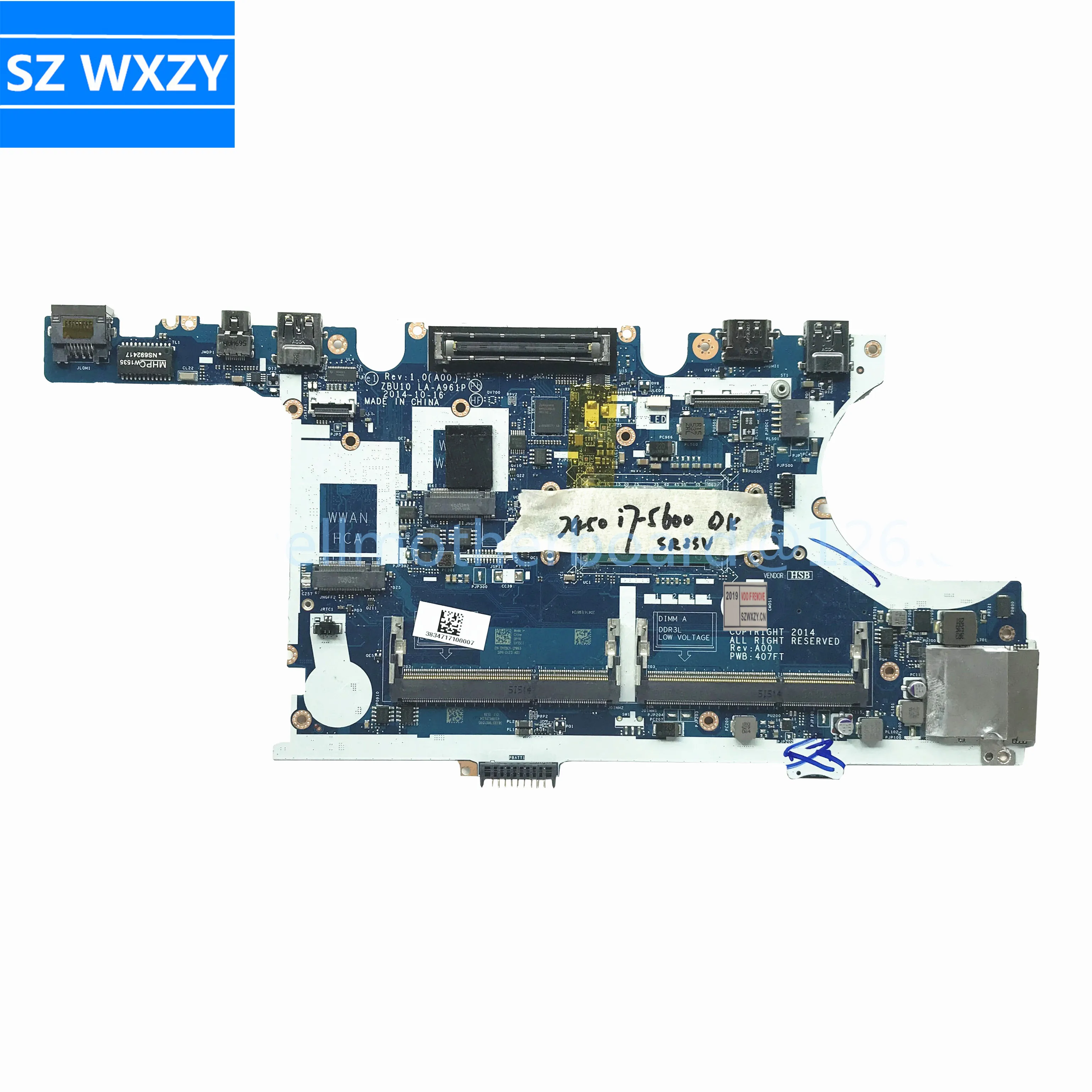 Для DELL Latitude E7450 Материнская плата ноутбука CN-0Y15C1 0Y15C1 Y15C1 ZBU10 LA-A961P с SR23V I7-5600U
