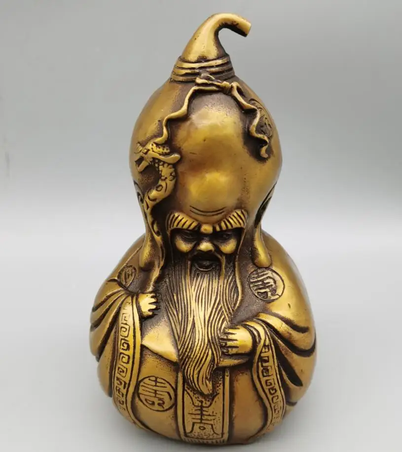 

China brass archaize longevity Buddha gourd crafts statue