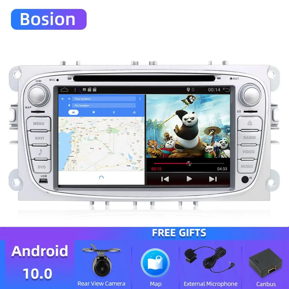 Bosion 2 din Android 10 0 автомобильный dvd для ford fucus mondeo s max подключение радио Автомобильный