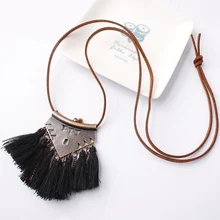 בוהמי גיאומטריה צבעוני גדילים תליון שרשרת 7 צבעים ורוד אתני סוודר שרשרת מצויץ לולאות שרשראות תכשיטי מתנות(China)