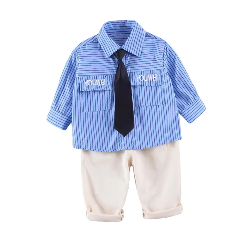 

New Spring Autumn Baby Boys Clothes Suit Children Striped Shirt Pants 2Pcs/Sets Toddler Casual Cotton Costume Kids Tracksuits