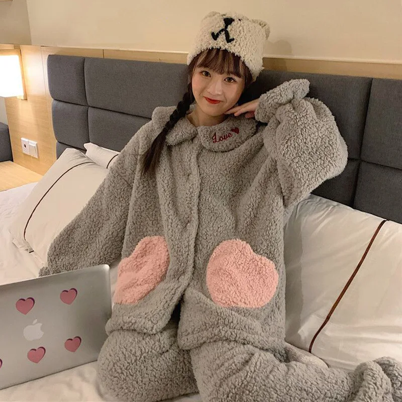 Single Breasted Hipster Loose-Fit by Age Pajamas Women's Autumn And Winter Long Sleeve Two-Piece Set Students Women's Robes Home
Single Breasted Hipster Loose-Fit by Age Pajamas Women's Autumn And Winter Long Sleeve Two-Piece Set Students Women's Robes Home