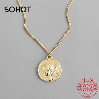 SOHOT 100% 925 Sterling Silver Korean Design Round Disc Cupid Angel Emboss Women Pendant Necklaxe For Female Birthday Jewelry
SOHOT 100% 925 Sterling Silver Korean Design Round Disc Cupid Angel Emboss Women Pendant Necklaxe For Female Birthday Jewelry