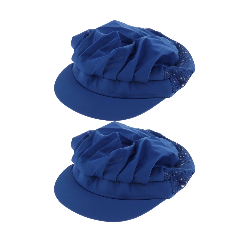 2Pcs Dark Blue Half Mesh Men Women Chef Hat Adjustable Elastic Cooking Catering Cap Breathable Hats Workshop Uniforms Caps 2Pcs Dark Blue Half Mesh Men Women Chef Hat Adjustable Elastic Cooking Catering Cap Breathable Hats Workshop Uniforms Caps