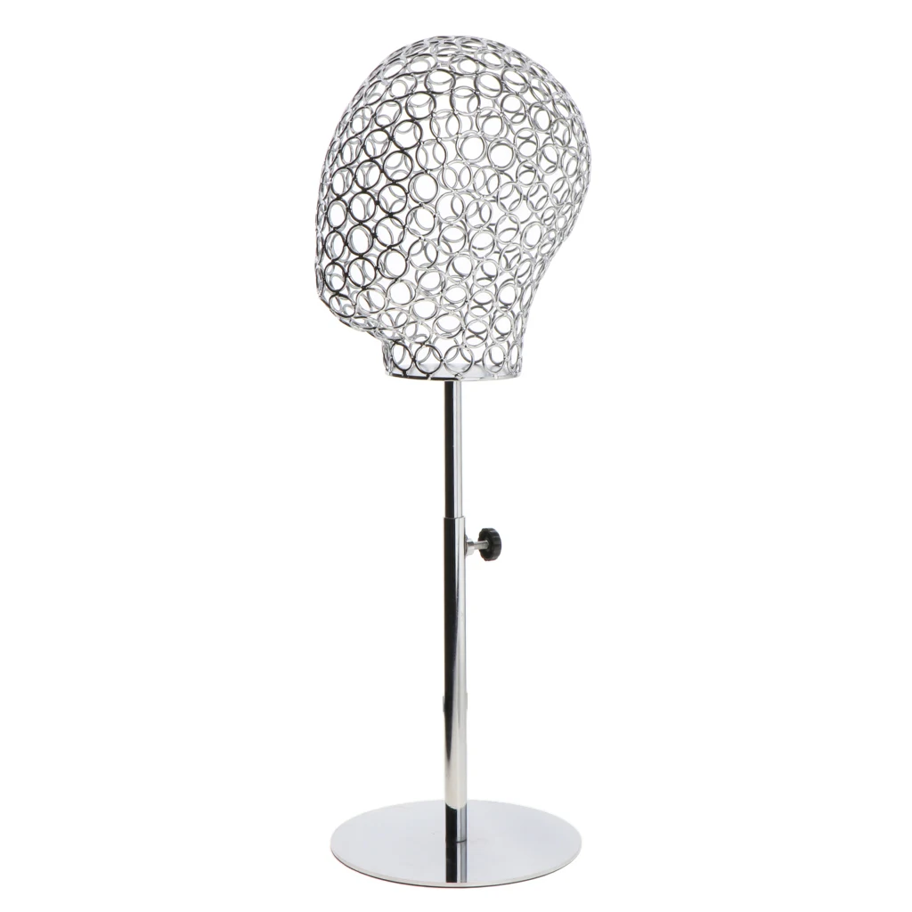 Adjustable Height Metal Mannequin Head Hat Caps Stand Display Rack Hair Wigs Holder Silver Adjustable Height Metal Mannequin Head Hat Caps Stand Display Rack Hair Wigs Holder Silver