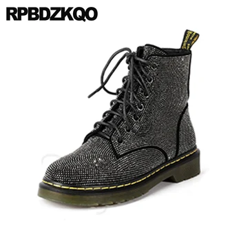 brand chunky military front lace up casual ankle boots autumn army combat women diamond shoes black rhinestone short round toe
brand chunky military front lace up casual ankle boots autumn army combat women diamond shoes black rhinestone short round toe