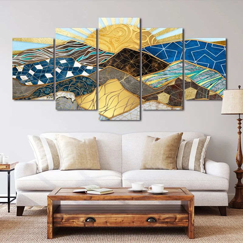 Abstract Geometric Canvas Poster Landscape Blue Yellow Moutain Sunrise Living Room Wall Decor Painting Golden Art Poster Print
Abstract Geometric Canvas Poster Landscape Blue Yellow Moutain Sunrise Living Room Wall Decor Painting Golden Art Poster Print