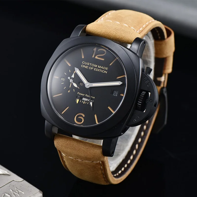 Men Watch 44mm Power reserve Automatic Mechanical GMT Leather Strap Case luminous Sports military watch men P-02
Men Watch 44mm Power reserve Automatic Mechanical GMT Leather Strap Case luminous Sports military watch men P-02