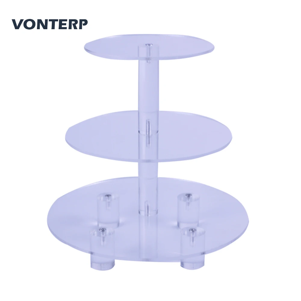 

HMROVOOM Transparent Round 3 Tier Acrylic Cupcake Display Stand /cake stand /acrylc cupcake holder with base