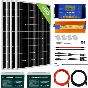 ECO-WORTHY 120W 240W 480W Watt Solar Panel & Off Grid Inverter & 12V Battery For RV US
ECO-WORTHY 120W 240W 480W Watt Solar Panel & Off Grid Inverter & 12V Battery For RV US