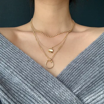 Europe and America Exaggeration Cool Online Celebrity Double Layer Necklace-Circular Ring Pendant Short Chain Metal Versatile Ch
Europe and America Exaggeration Cool Online Celebrity Double Layer Necklace-Circular Ring Pendant Short Chain Metal Versatile Ch