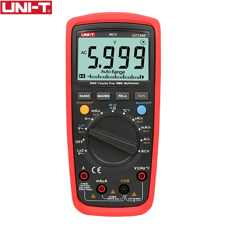 UNI-T UT139E True RMS digital multimeter LoZ Low Impedance Input / LPF Low Pass Filter / LCD Backlight / NCV Function
UNI-T UT139E True RMS digital multimeter LoZ Low Impedance Input / LPF Low Pass Filter / LCD Backlight / NCV Function