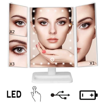 LED Touch Screen 22 Light Makeup Mirror Table Desktop Makeup 1X/2X/3X/10X Magnifying Mirrors Vanity 3 Folding Adjustable Mirror
LED Touch Screen 22 Light Makeup Mirror Table Desktop Makeup 1X/2X/3X/10X Magnifying Mirrors Vanity 3 Folding Adjustable Mirror