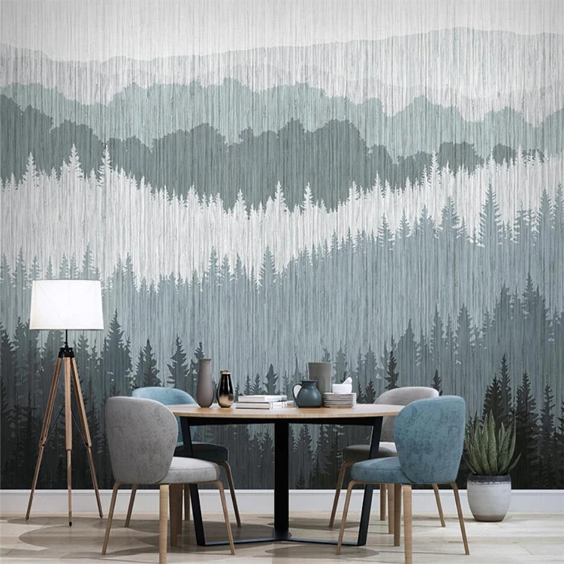

Beibehang Custom Abstract pine forest mountain TV background wall paper living room bedroom decoration mural wallpaper covering