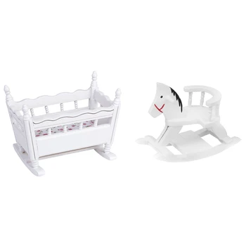 1/12 Dollhouse Miniature White Wood Kindergarten Cradle Cot & Miniature Wooden Rocking Horse for Dollhouse 1/12 - White
1/12 Dollhouse Miniature White Wood Kindergarten Cradle Cot & Miniature Wooden Rocking Horse for Dollhouse 1/12 - White
