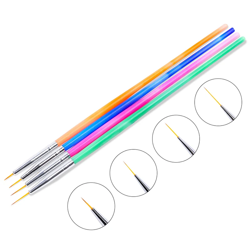4Pcs/Set Gradient Colorful Nail Art Brush For Liner Painting Drawing Carving Pen Professional UV Gel Brushes Manicure Tools Kits
4Pcs/Set Gradient Colorful Nail Art Brush For Liner Painting Drawing Carving Pen Professional UV Gel Brushes Manicure Tools Kits