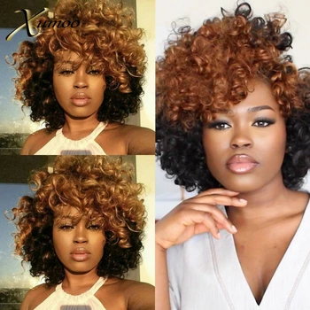 XUMOO Two Tone Color Cheap Remy Hair Wigs Kinky Curly Human Hair Wigs With Bangs Full Machine Made Wig None Lace Wigs For Women
XUMOO Two Tone Color Cheap Remy Hair Wigs Kinky Curly Human Hair Wigs With Bangs Full Machine Made Wig None Lace Wigs For Women