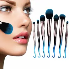 Pincéis de maquiagem conjunto profissional azul preto gradiente design suave rosto pó maquiagem escova conjunto kit de ferramentas de beleza pincéis de maquiagem(China)