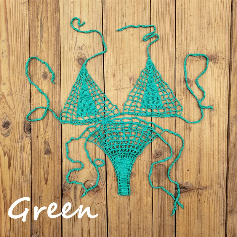 Handmade Crochet Bikini Set - Sexy Micro-Swimsuit  Beach Sundress
