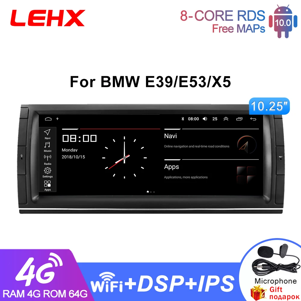 Автомагнитола LEHX 10 25 " 1 din Android 9 0 мультимедийный проигрыватель для BMW X5 E53 E39