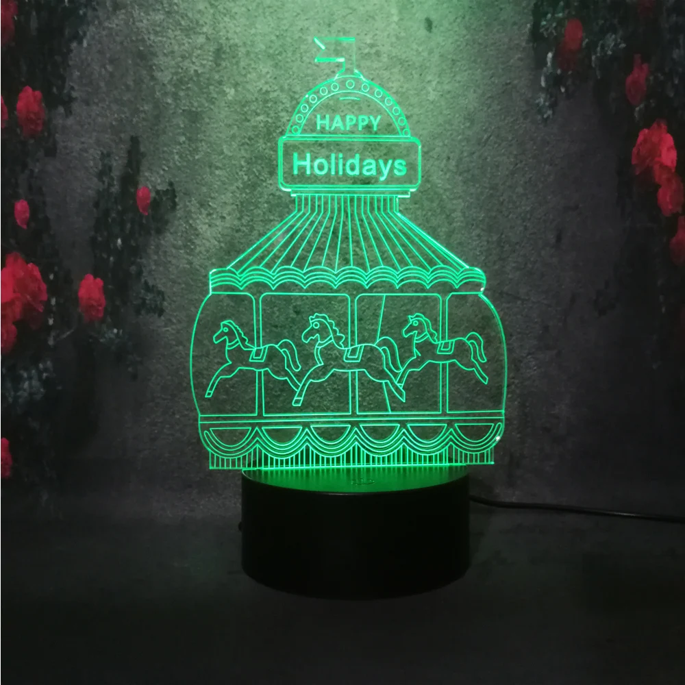 girl heart creative birthday gift carousel lighting 7 color